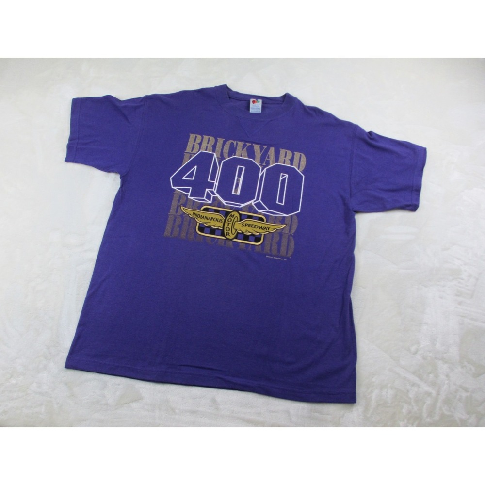 VINTAGE Brickyard 400 Shirt Mens Extra Large Purple Indianapolis Motor Speedway - Picture 2 of 14